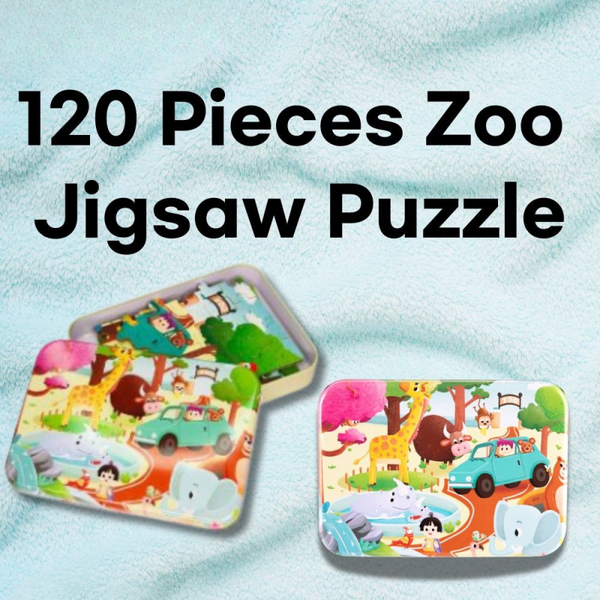 120 Pcs Zoo Design Wooden Jigsaw Puzzle - Early Childhood Education Toy