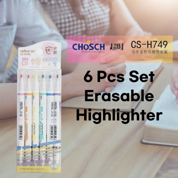 Chosch Double-Head Erasable Highlighter Pen - 6-Color Eye Protection Highlighter for Students
