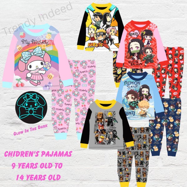 Kids' Cotton Pajamas (9–14 Years) | Inspired by Naruto, Demon Slayer, Gaming Blox & My Melody