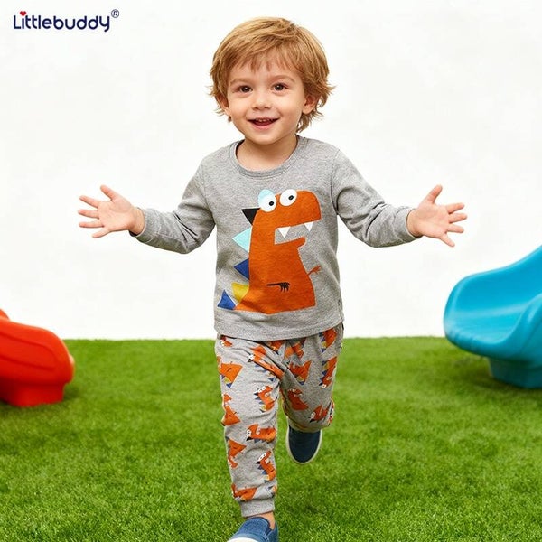 Kids Dinosaur Long Sleeve Pajama Set | Soft Cotton Home Wear Two-Piece Outfit for Toddlers & Children