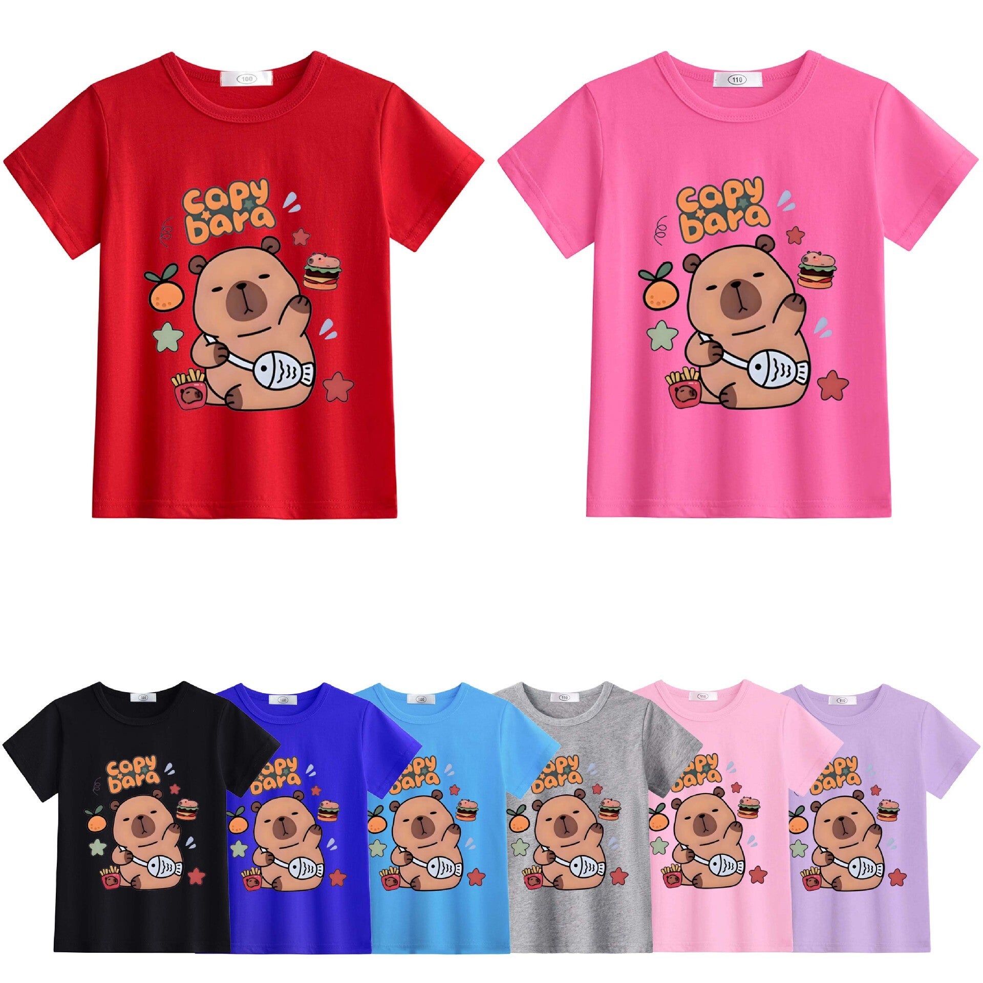 Capybara Children's Summer Short-Sleeved Cotton T-Shirt | Lightweight Casual Top for Kids 3–8 Years