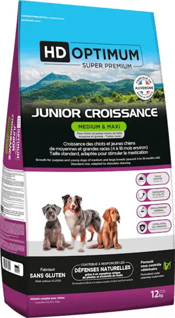 HD OPTIMUM – MEDIUM & MAXI – JUNIOR CROISSANCE (de 4 à 18 mois)