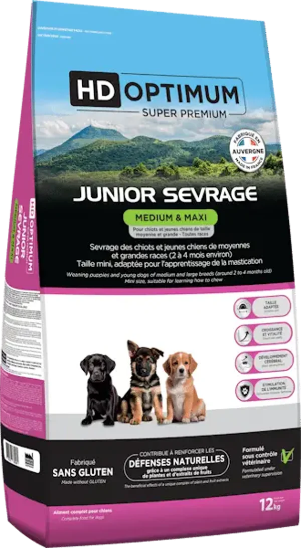 HD OPTIMUM – MEDIUM & MAXI – JUNIOR SEVRAGE (de 2 à 4 mois)