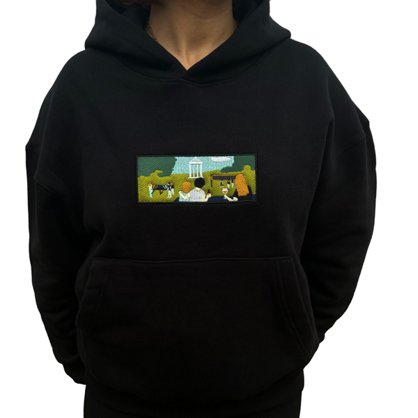Bestickter Oversized Hoodie Schwarz