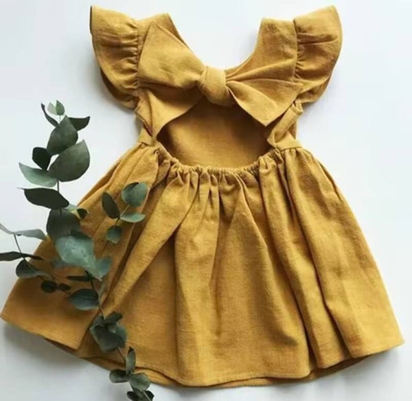 Robe d’été à volants pour fille avec nœud au dos