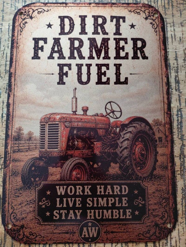 VINTAGE METALEN WANDBORD DIRT FARMER FUEL