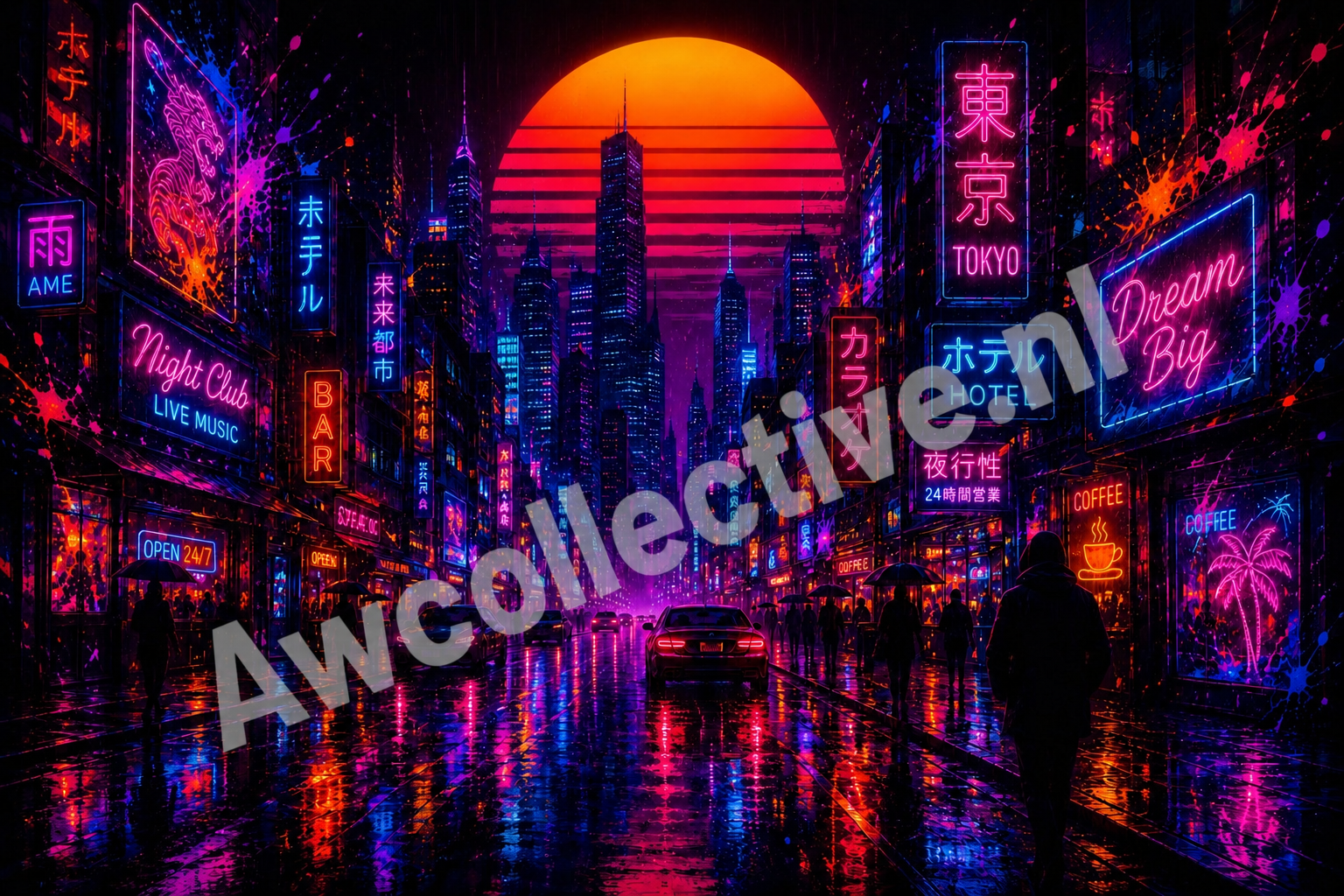 DREAM BIG - NEON CITY ALUMINUM WANDPANEEL