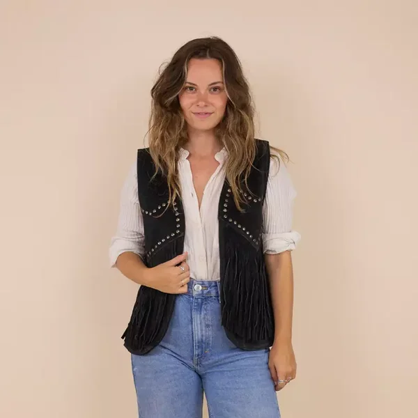 Ladies fringe gilet Jerone Black