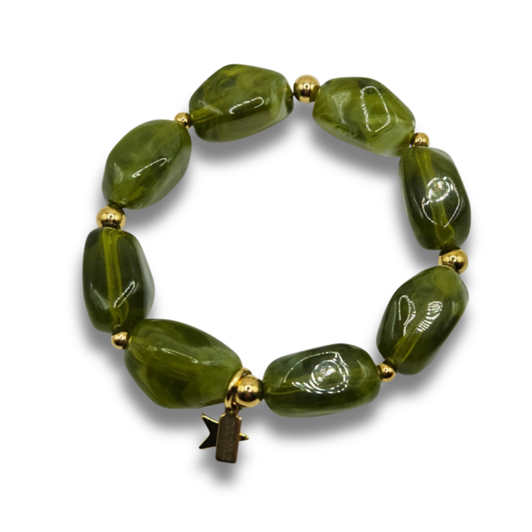 Acryl Kralenarmband | Chunky Mosgroen