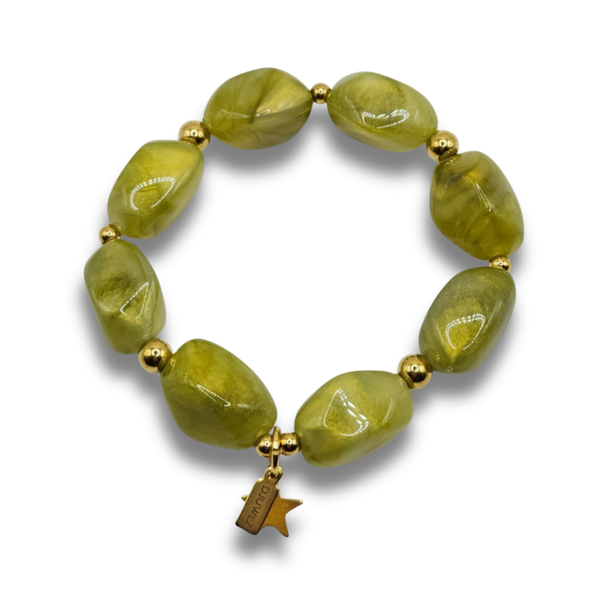 Acryl Kralenarmband | Chunky Olijfgroen