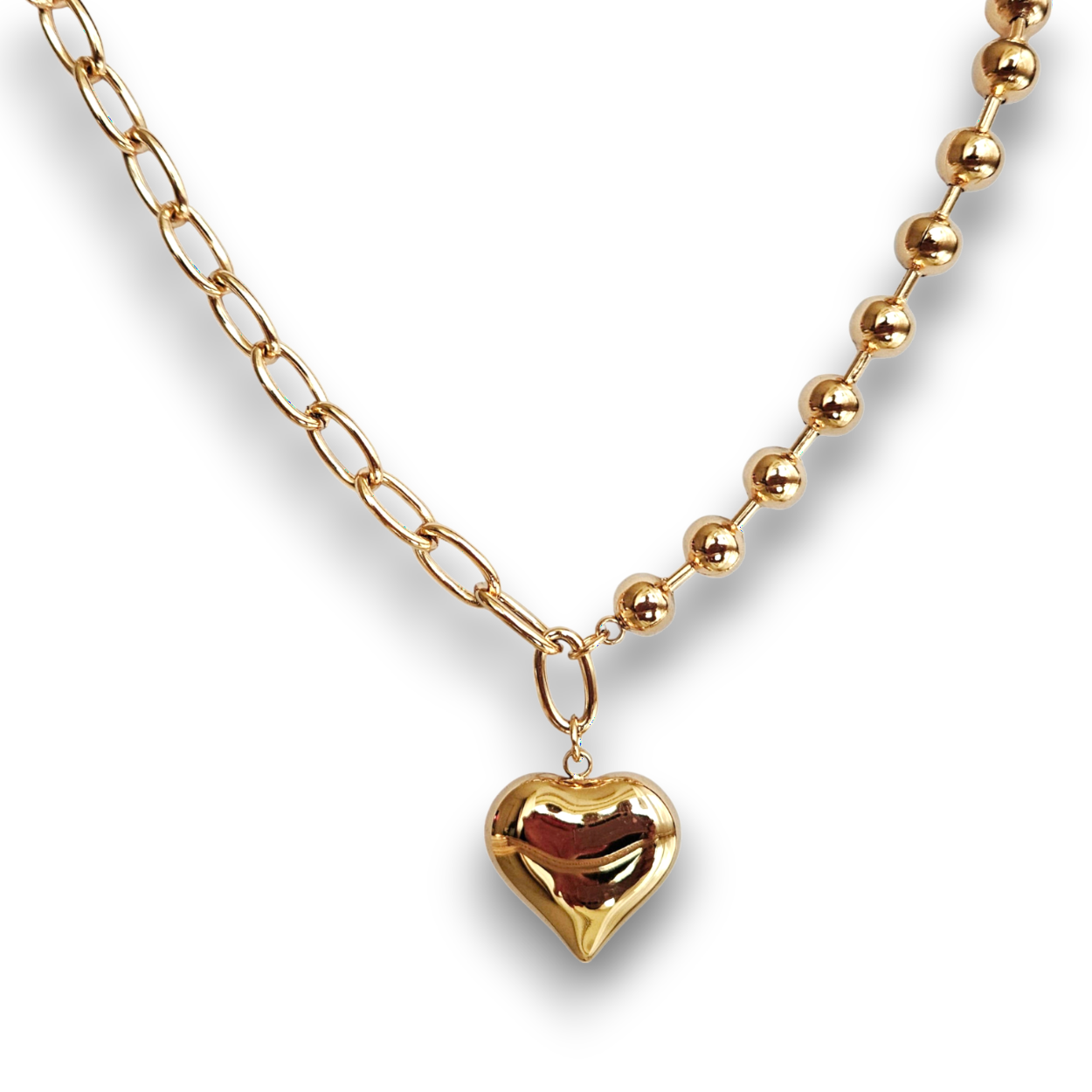 Paperclip / Bolletjes ketting Goudkleur |  Chunky Hart