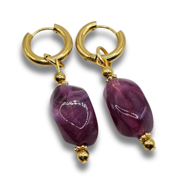 Oorbellen Acryl Kralen | Chunky Aubergine