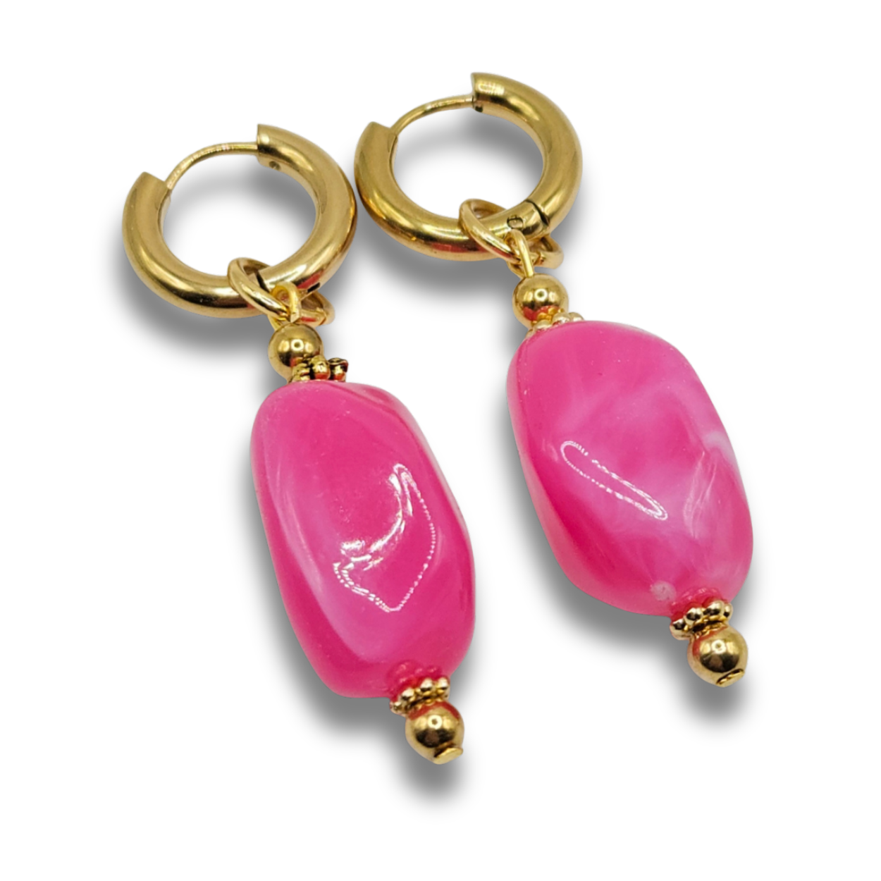 Oorbellen Acryl Kralen | Chunky Bubblegum Roze