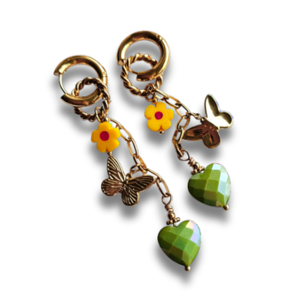 Statement Oorbellen Lang | Hartje-Vlinder Pistache