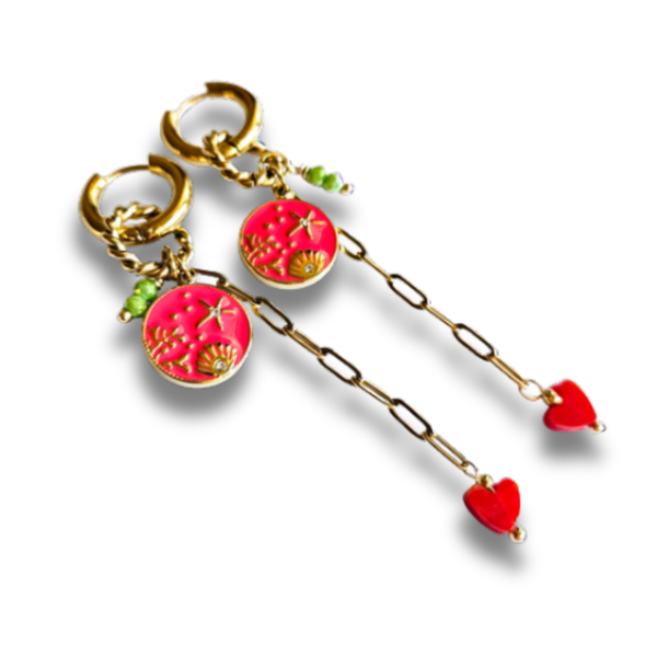 Oorbellen Bedeltjes | Koraal Muntje Beach