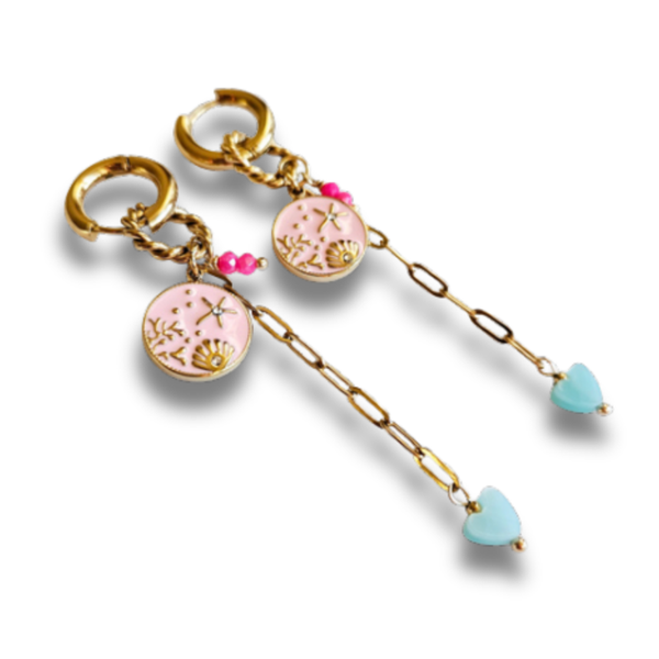 Oorbellen Bedeltjes | Muntje Baby Pink Beach