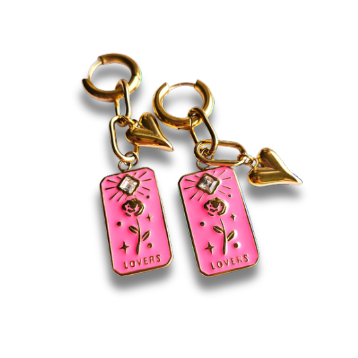 Statement Oorbellen Hartje  | Lovers Hot pink