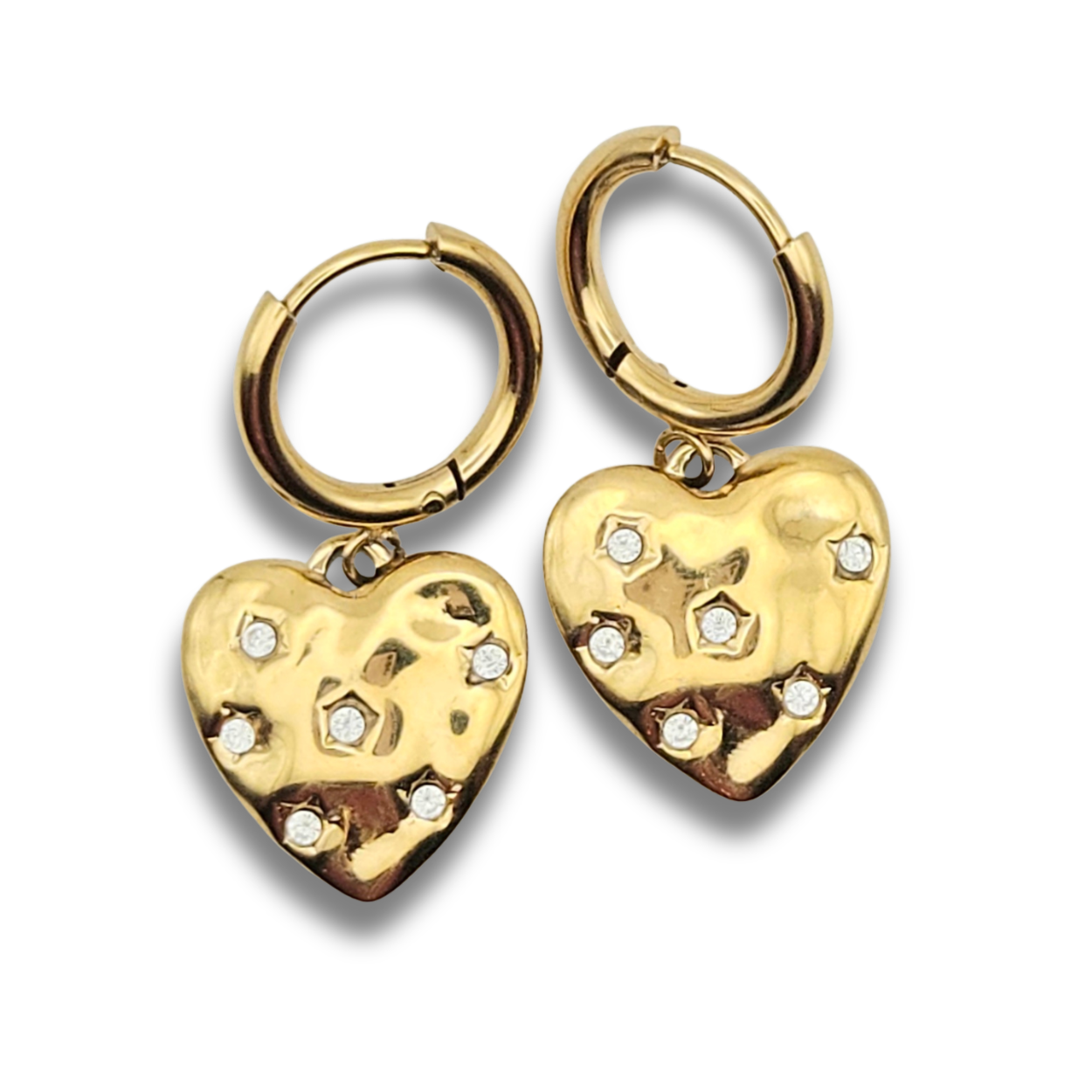 Oorbellen Bedeltjes | Hart met fonkelende steentjes