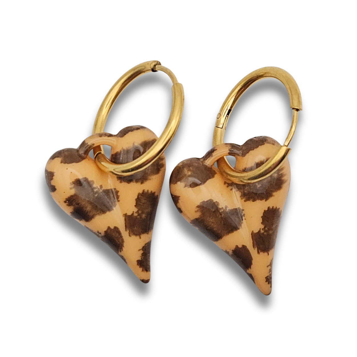 Oorbellen Acryl Kralen | Luipaard druppel Hartjes