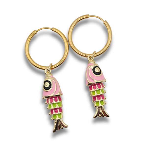 Oorbellen Bedeltjes | Roze Visjes