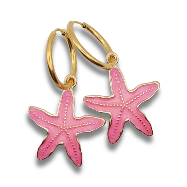 Oorbellen Bedeltjes | Roze Zeester