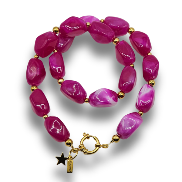 Acryl Kralenketting | Chunky Fuchsia