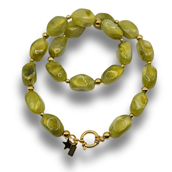 Acryl Kralenketting | Chunky Olijfgroen