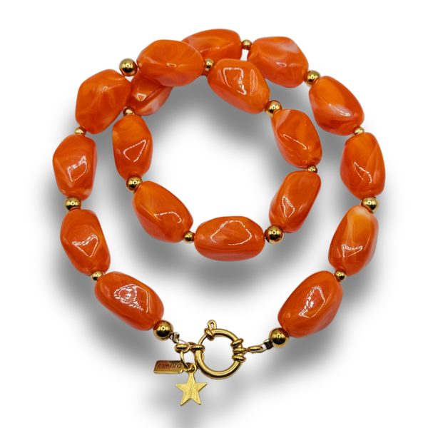 Acryl Kralenketting | Chunky Pompoen