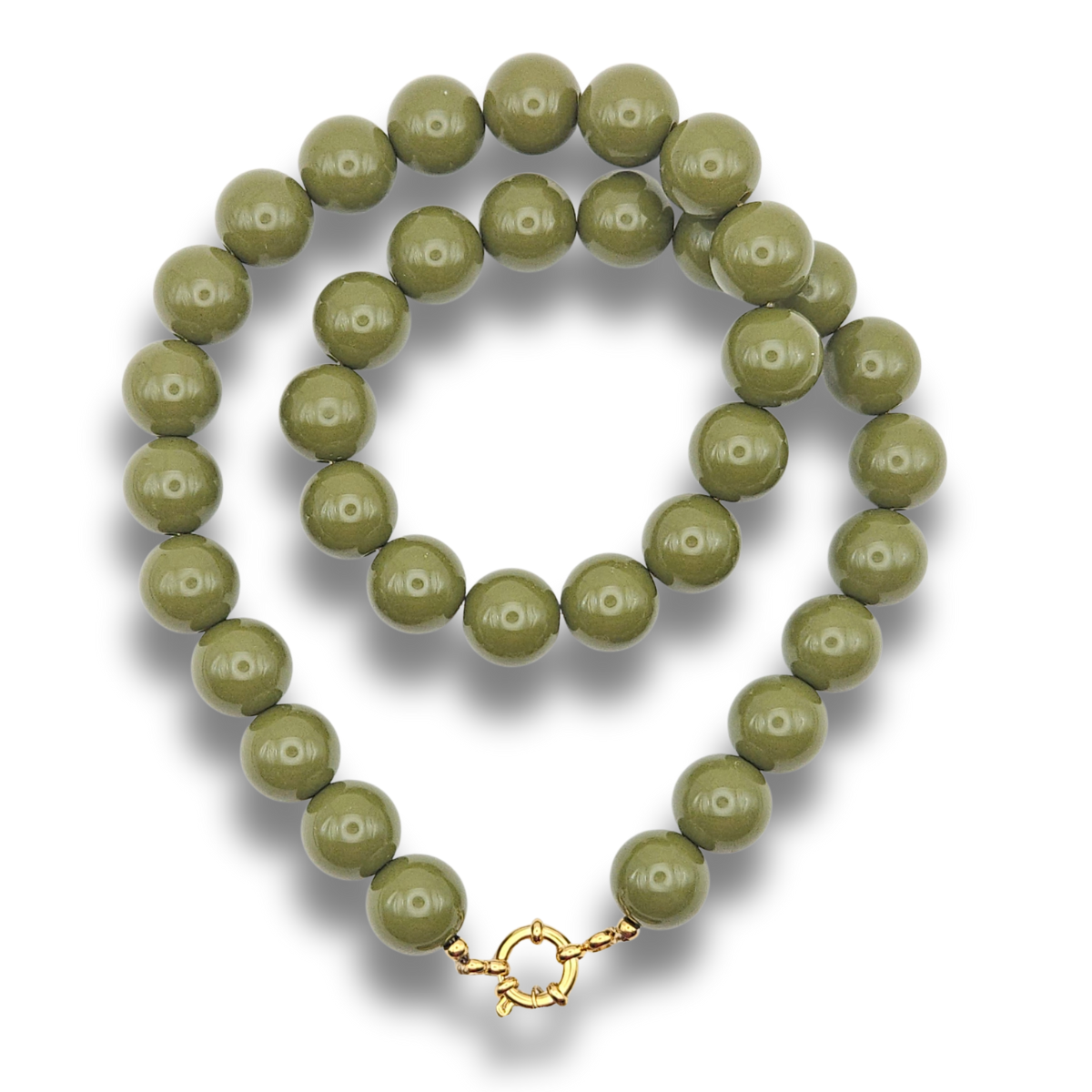 Acryl Kralenketting Basis | Olijfgroen