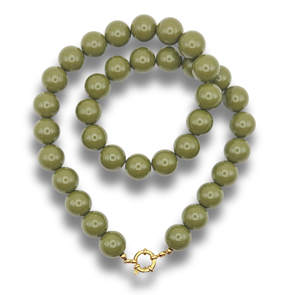 Acryl Kralenketting Basis | Olijfgroen