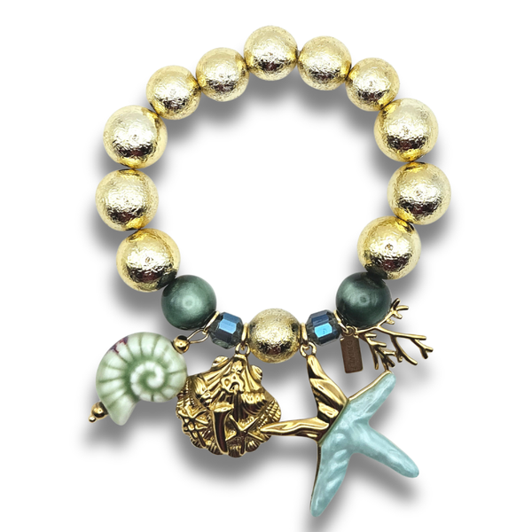 Statement Armband Acryl kralen | Gold Sealife