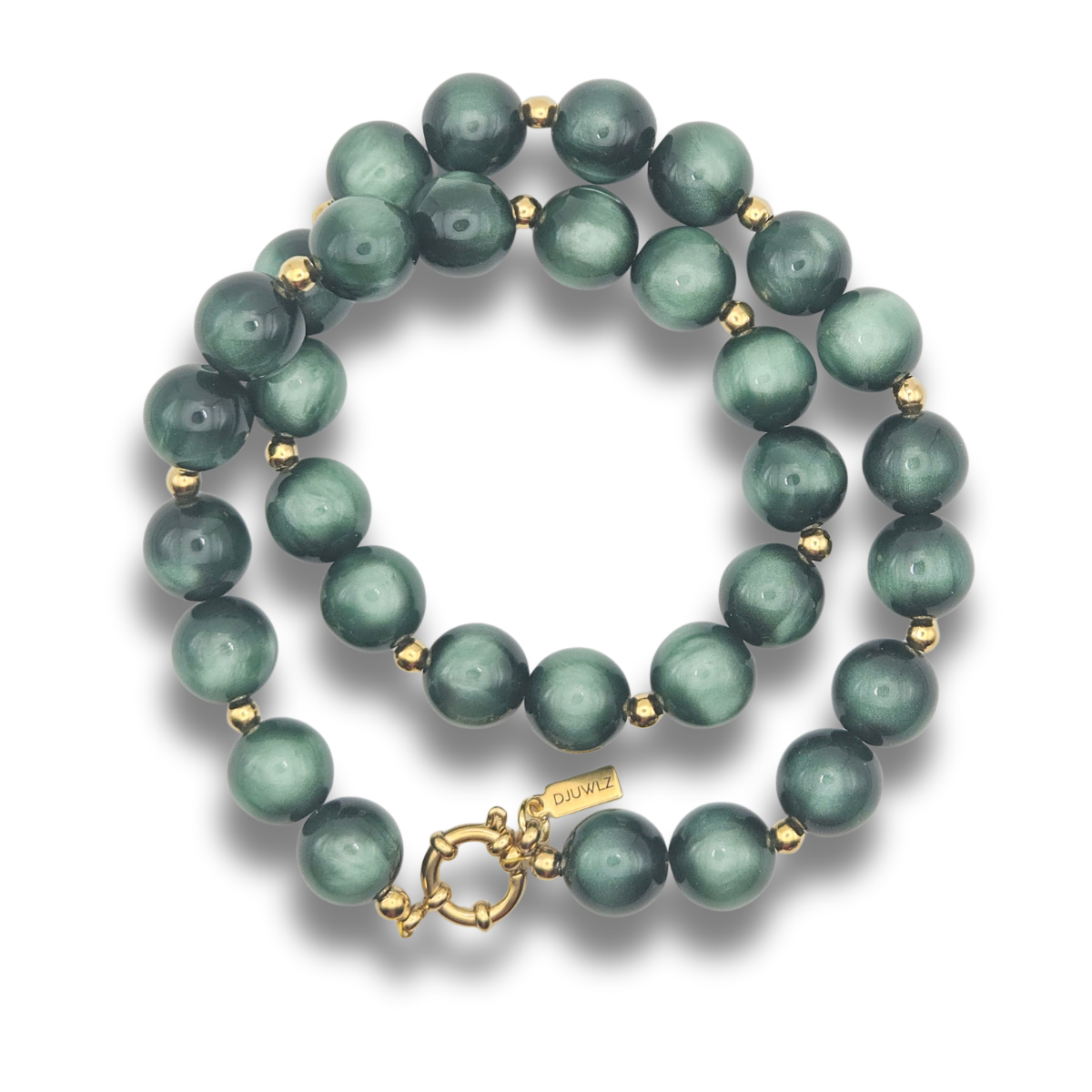 Acryl Kralenketting Basis | Groen Cateye