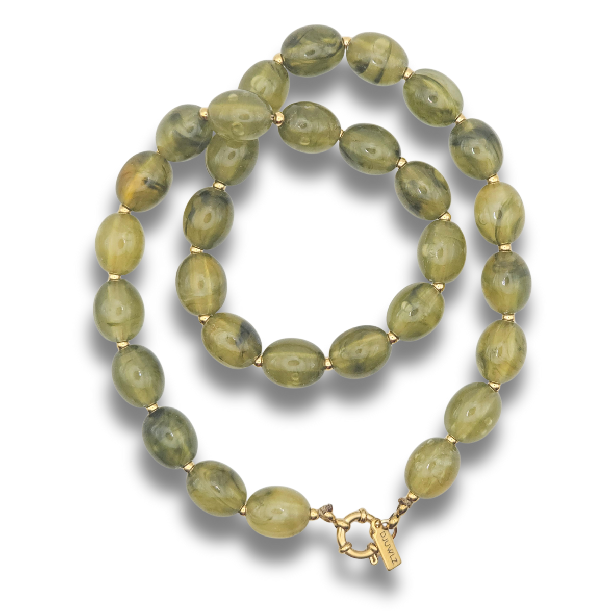 Acryl Kralenketting Basis | Olijfgroen