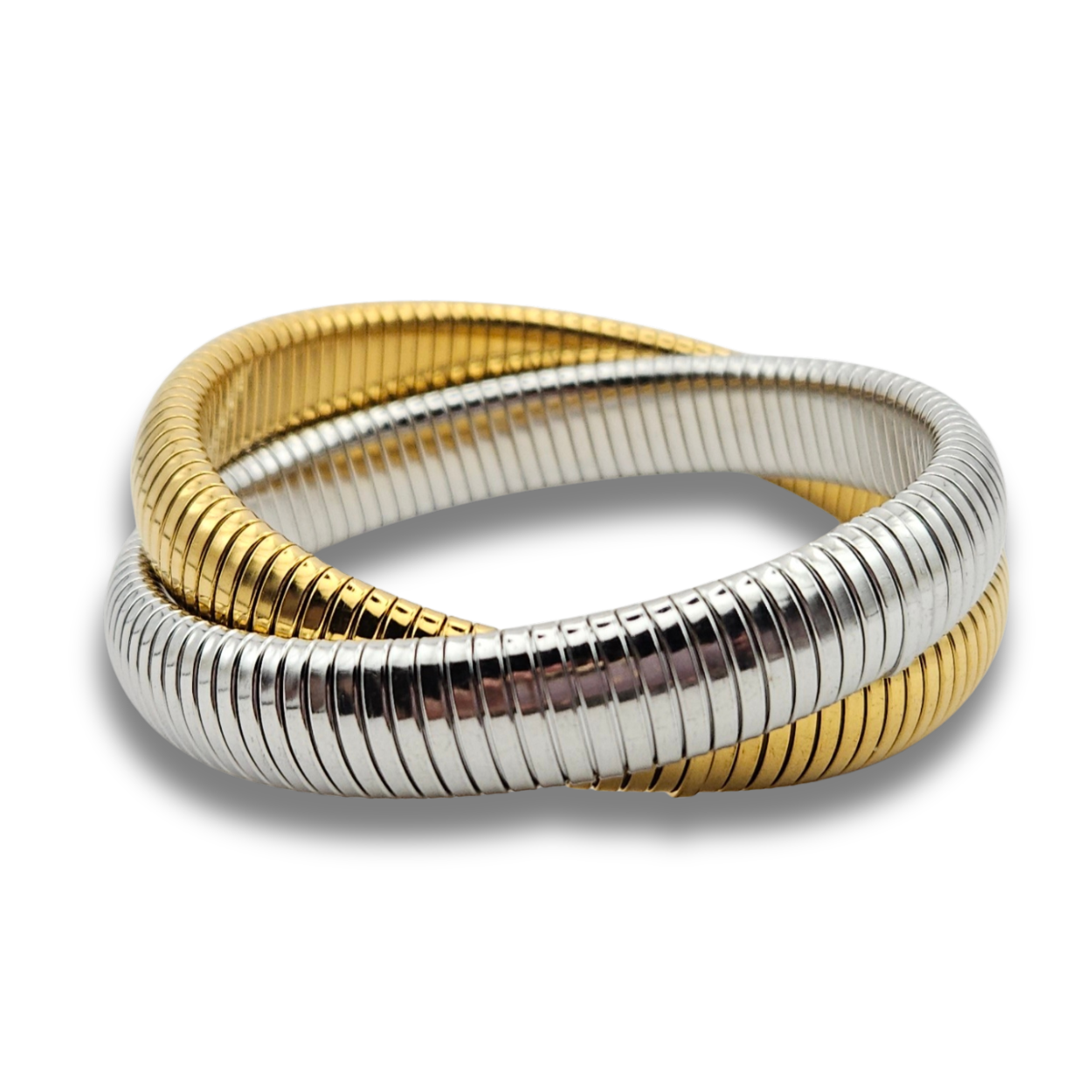 Elastische Armband met strepen | Dubbel Large 24mm