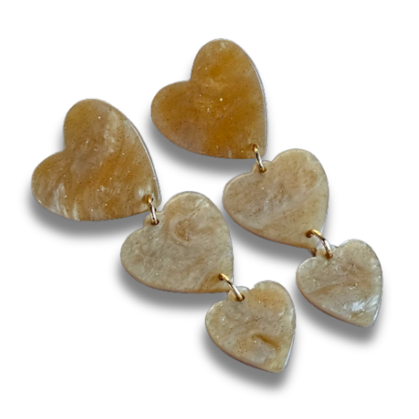 Statement Oorbellen Hartjes | Parelmoer Beige