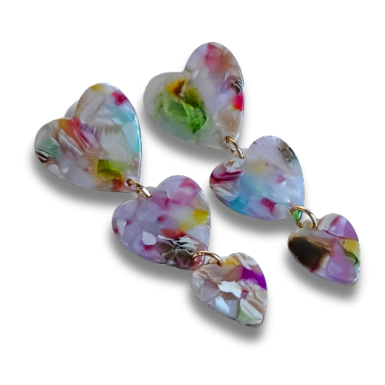 Statement Oorbellen Hartjes | Parelmoer Multikleur