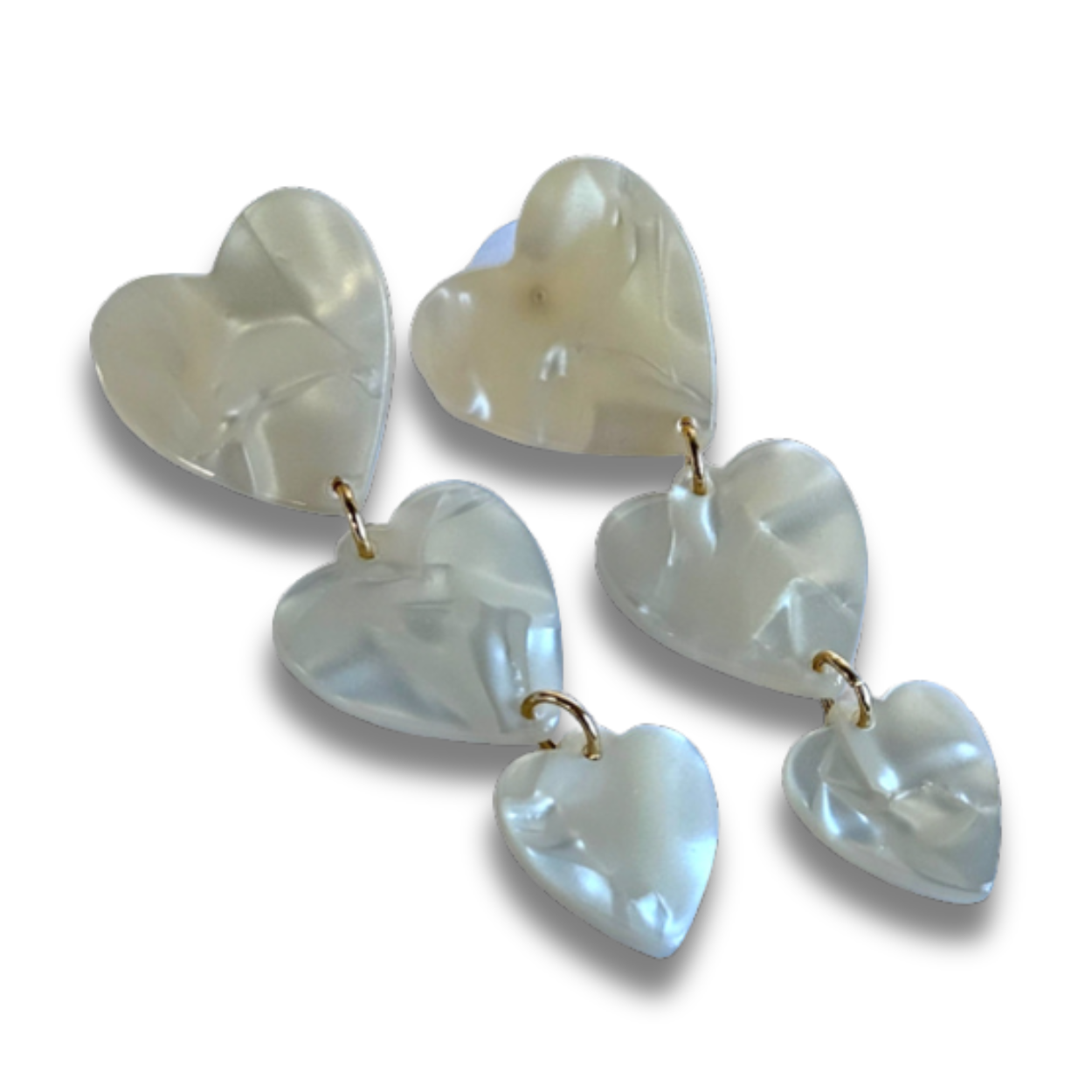 Statement Oorbellen Hartjes | Parelmoer Wit