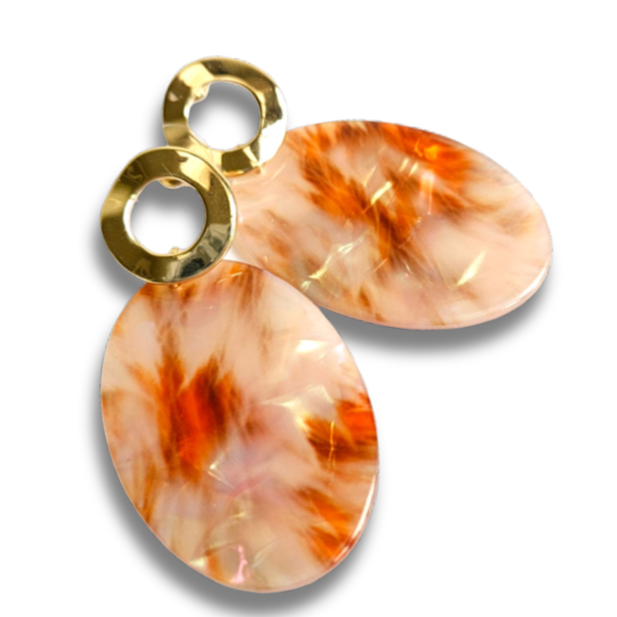 Statement Oorbellen Ovaal | Parelmoer Peach