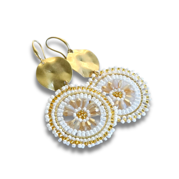 Statement Oorbellen Rond | Wit Creme