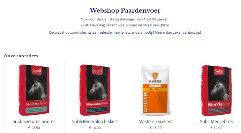 Webshop paardenvoer, Subli, Mesters en Voermeesters te koop