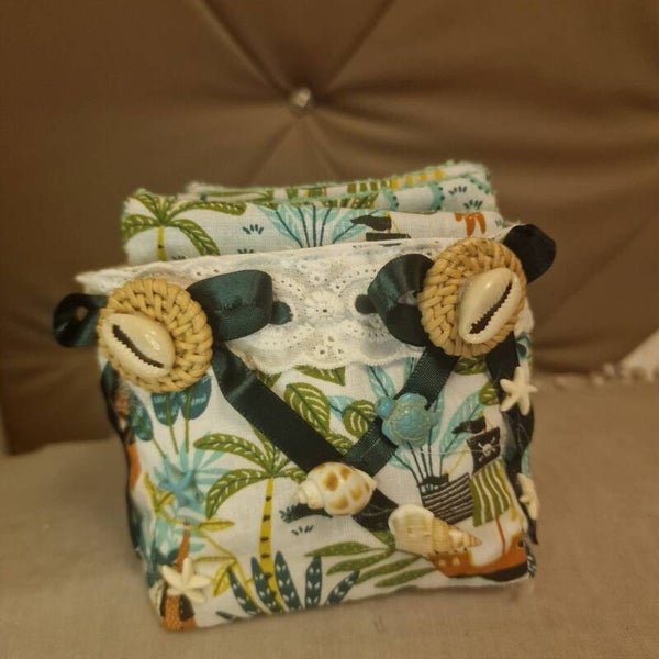 Panier en coton et lingettes lavables