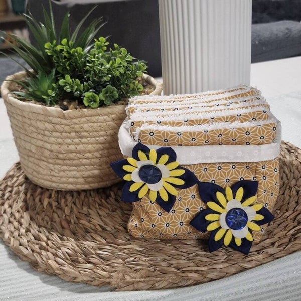 Panier en coton et lingettes lavables