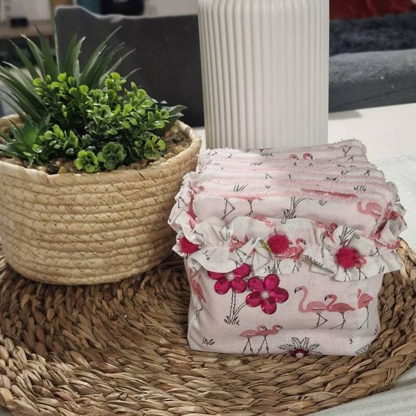 Panier en coton et lingettes lavables