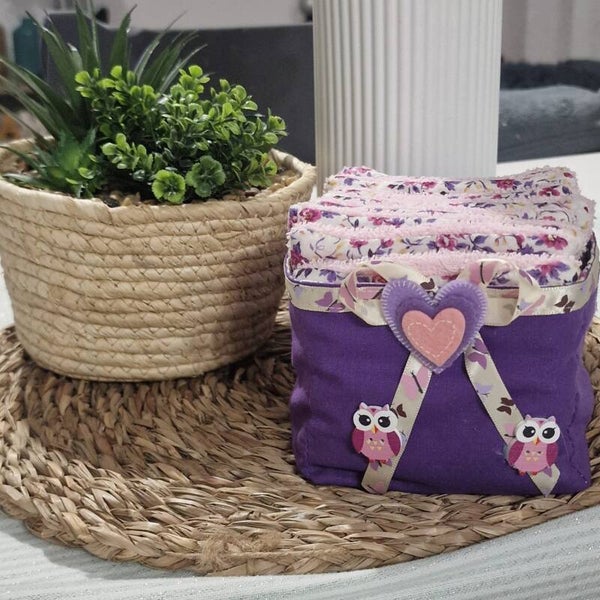 Panier en coton et lingettes lavables