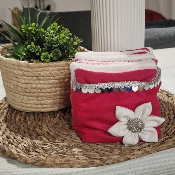 Panier en coton et lingettes lavables
