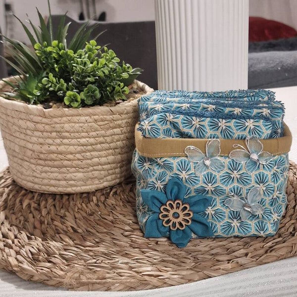 Panier en coton et lingettes lavables