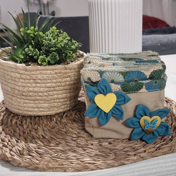 Panier en coton et lingettes lavables