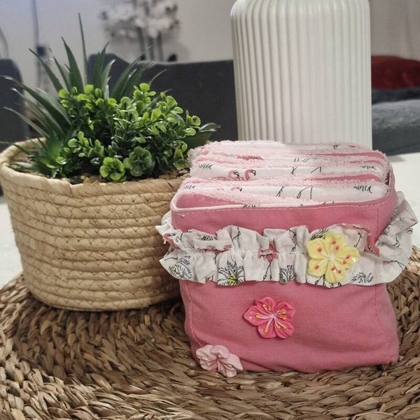 Panier en coton et lingettes lavables