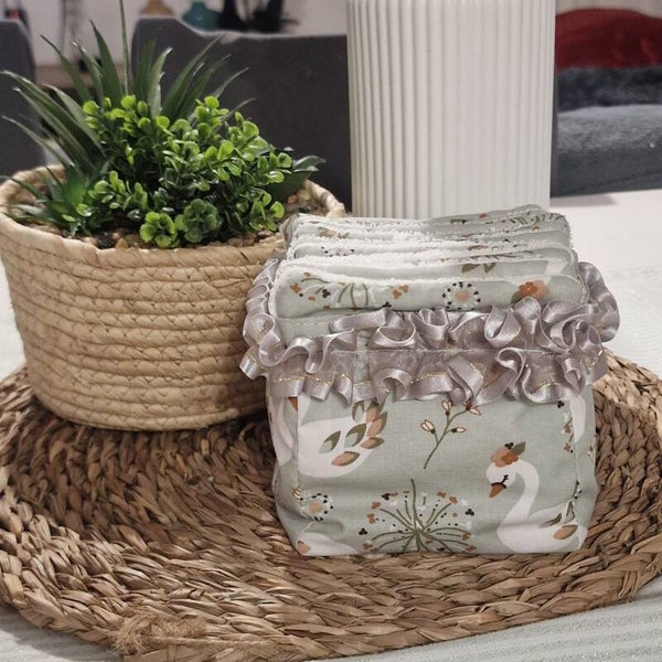 Panier en coton et lingettes lavables