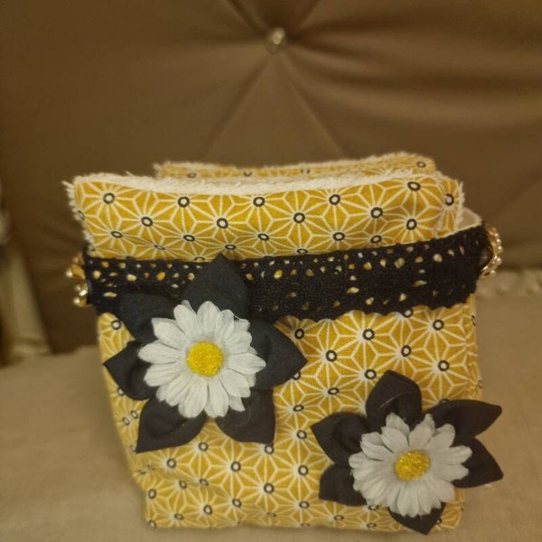 Panier en coton et lingettes lavables